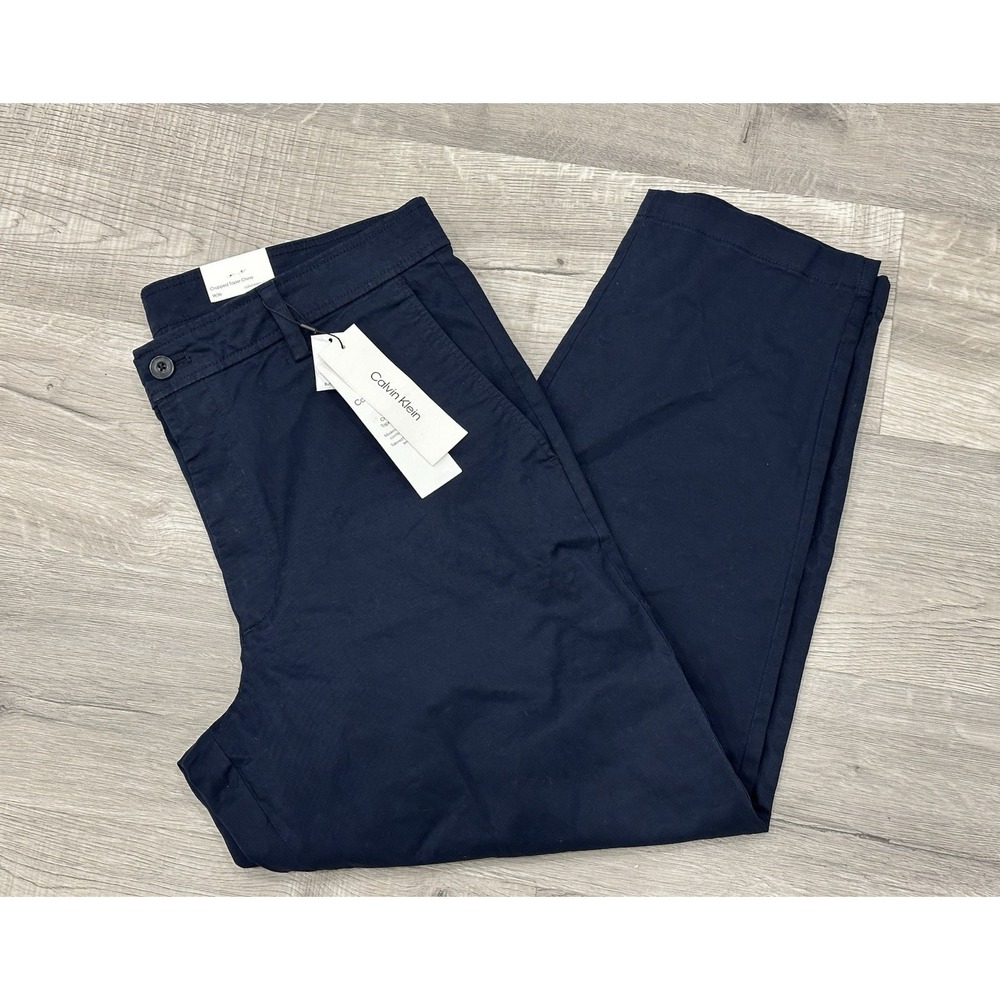 Calvin Klein Women's sz 36 Navy Cropped‎ Taper Chino Pants NWT $89.50